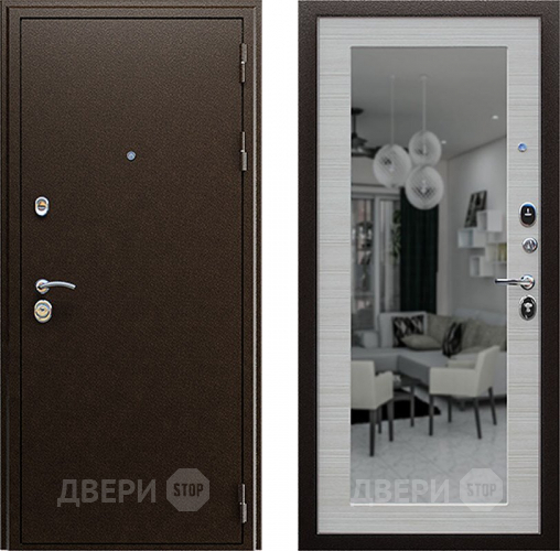 Входная металлическая Дверь АСД Спартак с зеркалом Акация светлая в Красногорск