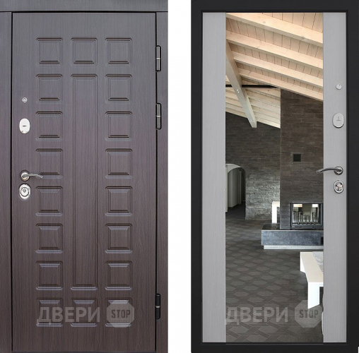 Входная металлическая Дверь S01 2К Зеркало Лиственница белая в Красногорск