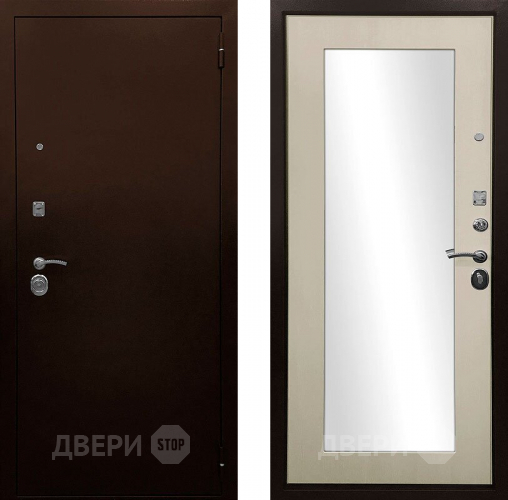 Входная металлическая Дверь Ратибор Оптима 3К зеркало Лиственница беж в Красногорск