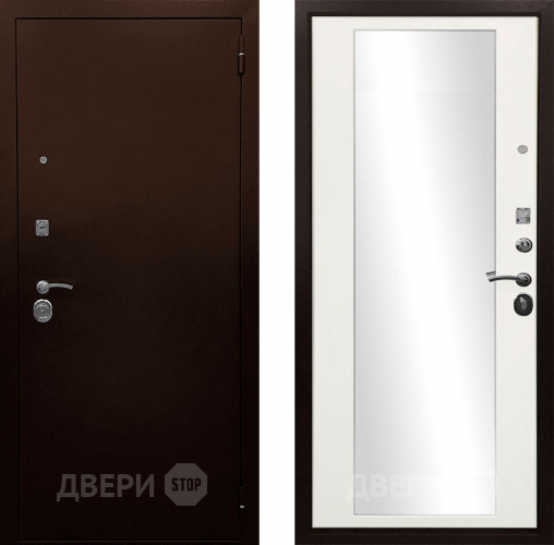Входная металлическая Дверь Ратибор Рим 3К зеркало Белый матовый в Красногорск