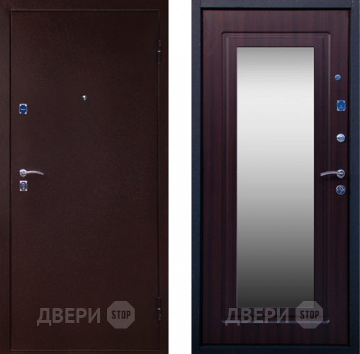 Входная металлическая Дверь СТОП Медь ЗЕРКАЛО Венге в Красногорск