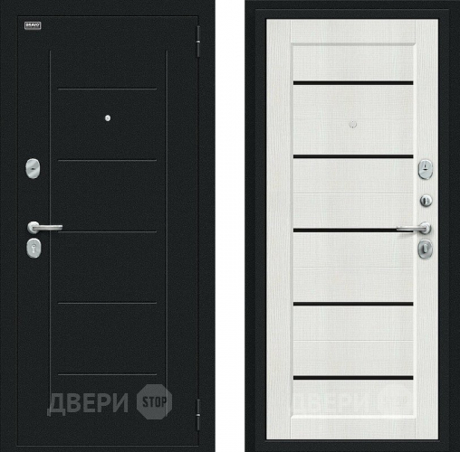 Входная металлическая Дверь Bravo Борн Букле черное/Bianco Veralinga в Красногорск