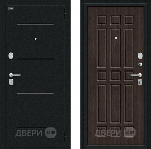 Входная металлическая Дверь Bravo Мило Букле черное/Wenge Veralinga в Красногорск