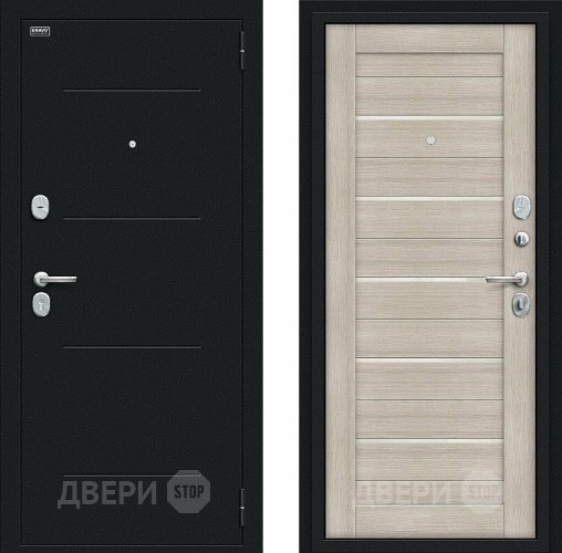 Входная металлическая Дверь Bravo Техно Kale Букле черное/Cappuccino Veralinga в Красногорск