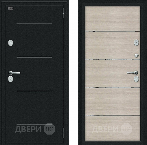 Входная металлическая Дверь Bravo Thermo Лайн Букле черное/Cappuccino Veralinga в Красногорск