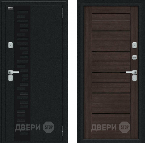 Входная металлическая Дверь Bravo Thermo Техно Декор Букле черное/Wenge Veralinga в Красногорск