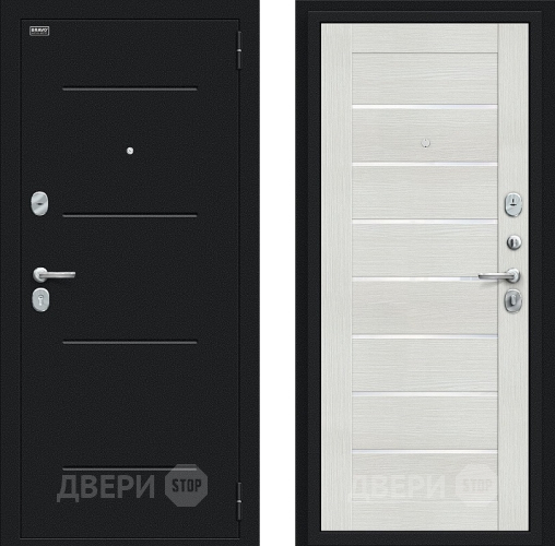 Дверь Bravo Техно Букле черное/Bianco Veralinga в Красногорск