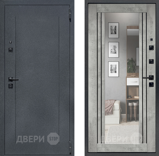Дверь Престиж Лофт с зеркалом Бетон светлый в Красногорск