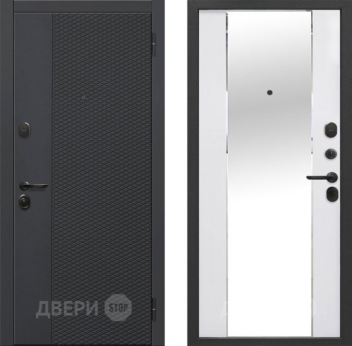 Входная металлическая Дверь Флорида Зеркало Фацет Эммалит Белый в Красногорск