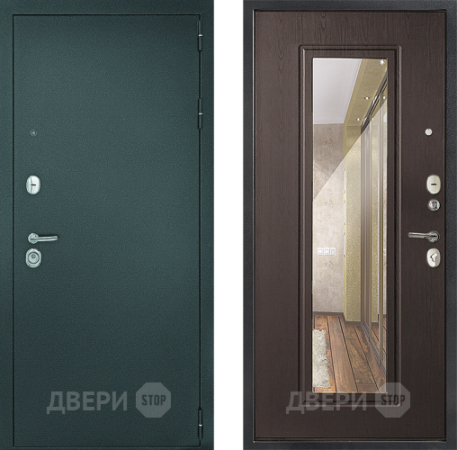 Входная металлическая Дверь Дверной Континент Рубикон Серебро Зеркало Венге в Красногорск