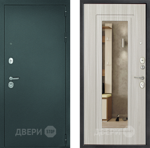 Входная металлическая Дверь Дверной Континент Рубикон Серебро Зеркало Сандал в Красногорск