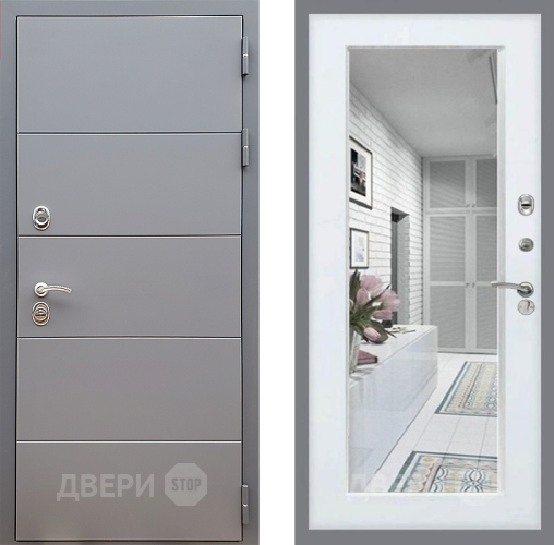 Дверь Стоп АРТ ГРАФИТ Зеркало Белый ясень в Красногорск