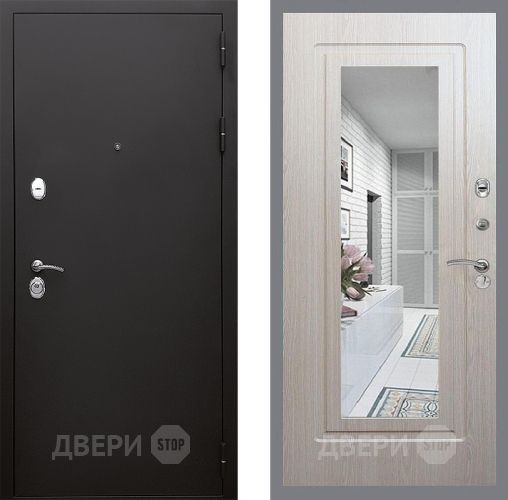 Входная металлическая Дверь Стоп КЛАССИК Шагрень Зеркало ФЛ-120 Беленый дуб в Красногорск