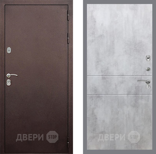 Входная металлическая Дверь Стоп КЛАССИК Медь ФЛ-290 Бетон светлый в Красногорск