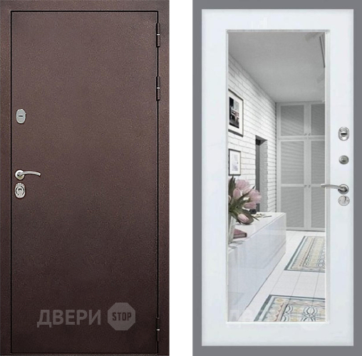 Дверь Стоп КЛАССИК Медь Зеркало Белый ясень в Красногорск