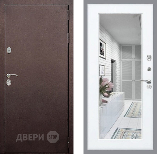 Входная металлическая Дверь Стоп КЛАССИК Медь Зеркало Силк Сноу в Красногорск