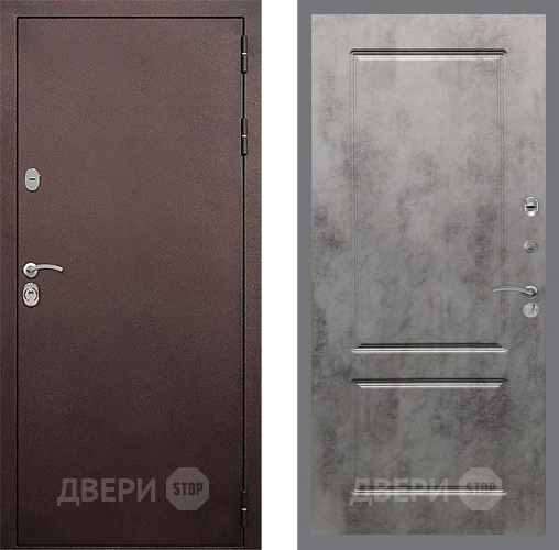 Входная металлическая Дверь Стоп КЛАССИК Медь ФЛ-117 Бетон темный в Красногорск