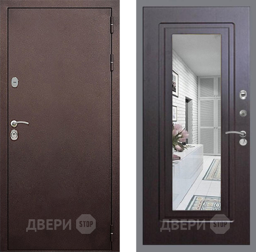 Входная металлическая Дверь Стоп КЛАССИК Медь Зеркало ФЛ-120 Венге в Красногорск