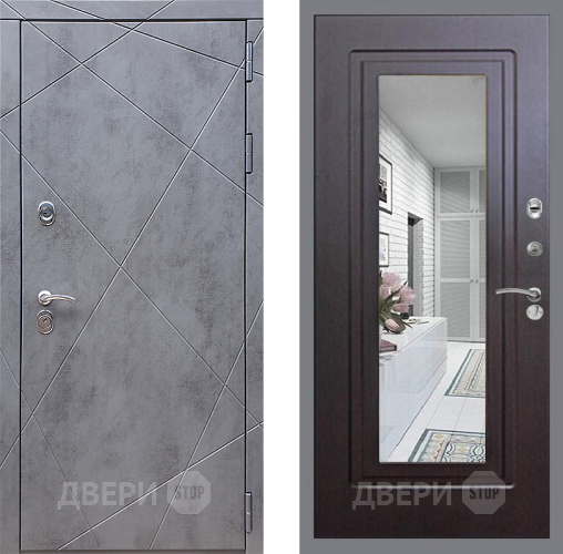 Входная металлическая Дверь Стоп Лучи Зеркало ФЛ-120 Венге в Красногорск