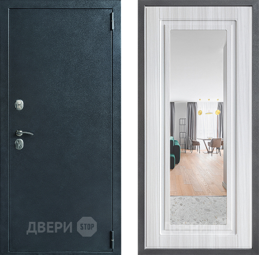 Входная металлическая Дверь Дверной континент ДК-70 Дизайн ФЛЗ Зеркало Сандал белый в Красногорск