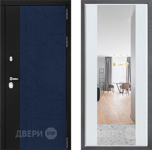 Дверь Дверной континент ДК-9 ФЛЗ-1 Зеркало Белое дерево в Красногорск
