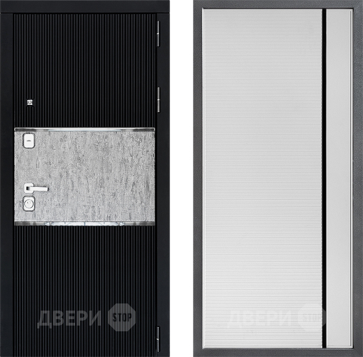 Входная металлическая Дверь Дверной континент ДК-13 ФЛ-757 Черное Стекло Софт милк в Красногорск