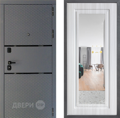 Входная металлическая Дверь Дверной континент Диамант Дизайн ФЛЗ Зеркало Сандал белый в Красногорск