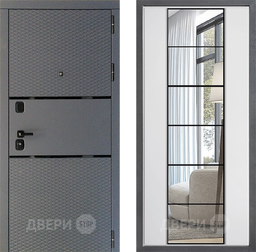 Входная металлическая Дверь Дверной континент Диамант Дизайн ФЛЗ-2 Зеркало Белый софт в Красногорск