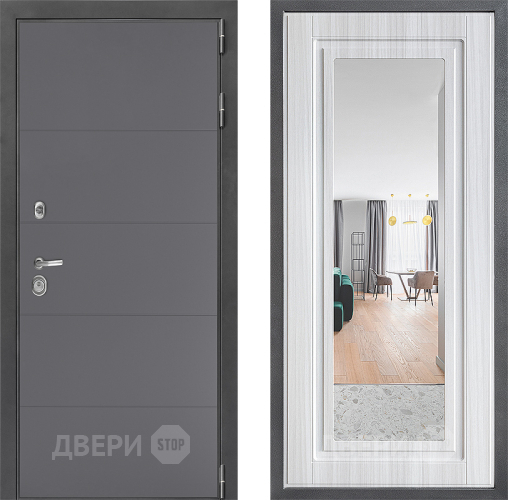 Входная металлическая Дверь Дверной континент ДК-3/649 ФЛЗ Зеркало Сандал белый в Красногорск
