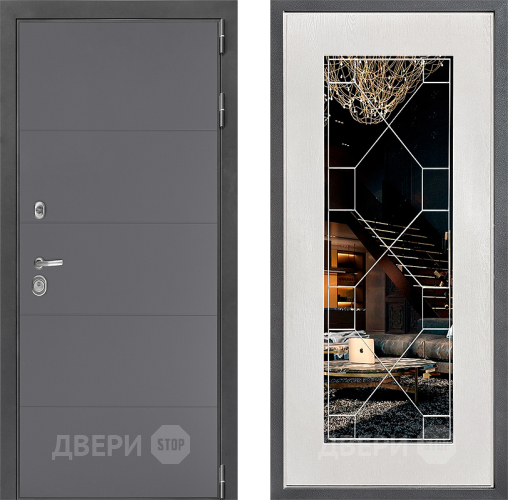 Дверь Дверной континент ДК-3/649 ФЛ-Тиффани Зеркало Белое дерево в Красногорск