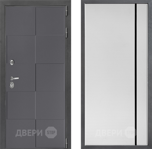 Входная металлическая Дверь Дверной континент ДК-3/606 ФЛ-757 Черное Стекло Софт милк в Красногорск