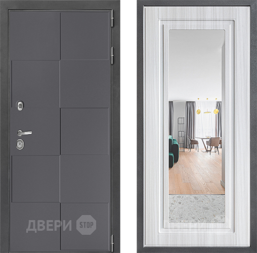 Входная металлическая Дверь Дверной континент ДК-3/606 ФЛЗ Зеркало Сандал белый в Красногорск