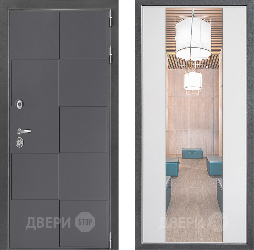 Входная металлическая Дверь Дверной континент ДК-3/606 ФЛЗ-1 Зеркало Белый софт в Красногорск