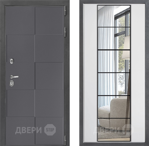 Входная металлическая Дверь Дверной континент ДК-3/606 ФЛЗ-2 Зеркало Белый софт в Красногорск