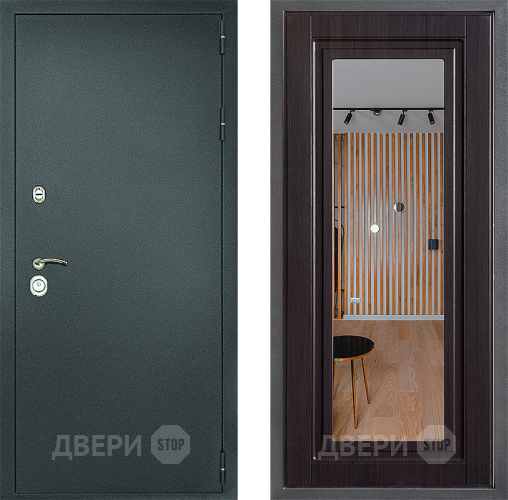Входная металлическая Дверь Дверной континент Рубикон Серебро Дизайн ФЛЗ Зеркало Венге в Красногорск