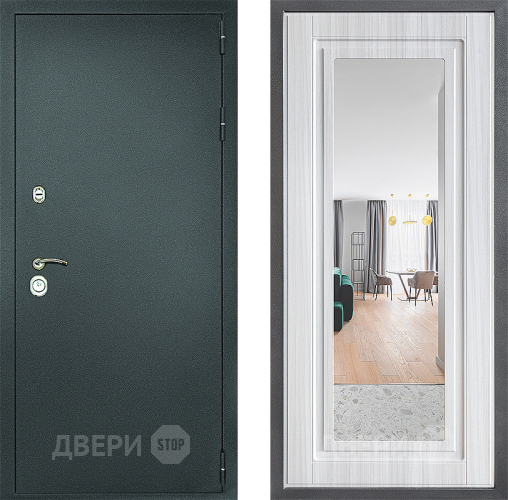 Входная металлическая Дверь Дверной континент Рубикон Серебро Дизайн ФЛЗ Зеркало Сандал белый в Красногорск