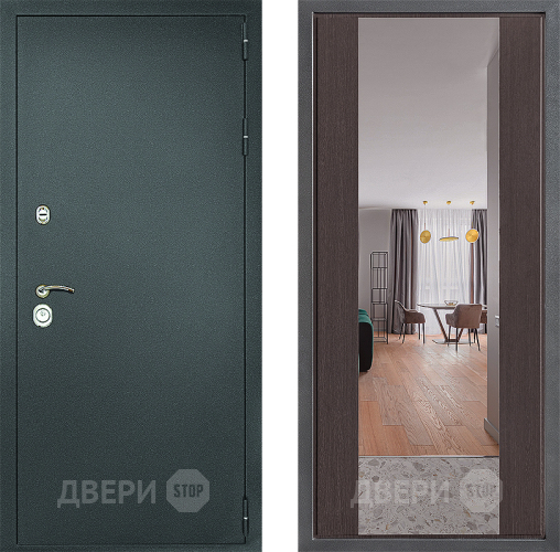 Входная металлическая Дверь Дверной континент Рубикон Серебро Дизайн ФЛЗ-1 Зеркало Венге в Красногорск