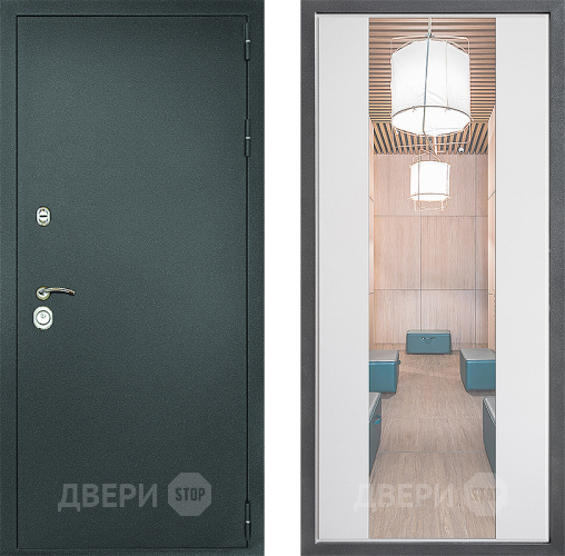 Дверь Дверной континент Рубикон Серебро Дизайн ФЛЗ-1 Зеркало Белый софт в Красногорск