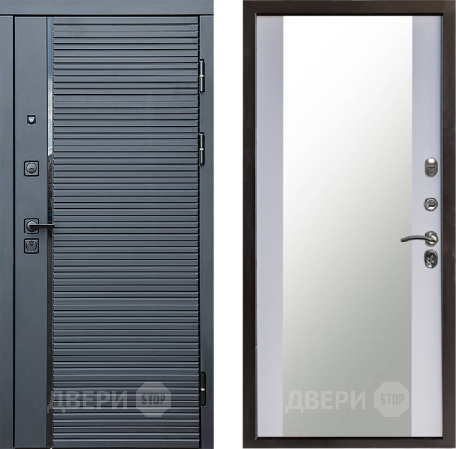 Дверь Престиж Черная Линия Зеркало Белый софт в Красногорск