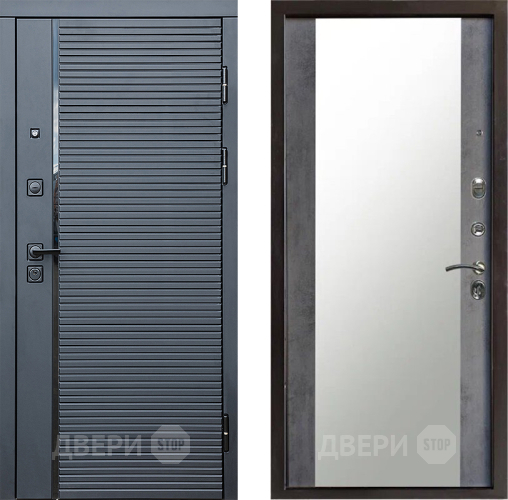 Дверь Престиж Черная Линия Зеркало Бетон темный в Красногорск