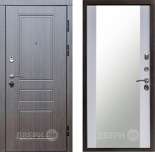 Входная металлическая Дверь Престиж Классика Венге Зеркало Белый софт в Красногорск