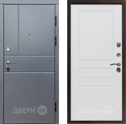 Входная металлическая Дверь Престиж Горизонт Грэй Классика Белое дерево в Красногорск