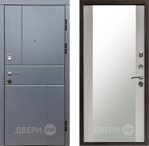 Входная металлическая Дверь Престиж Горизонт Грэй Зеркало Лиственница белая в Красногорск