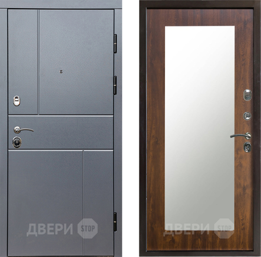 Входная металлическая Дверь Престиж Горизонт Грэй Зеркло Пастораль Дуб в Красногорск