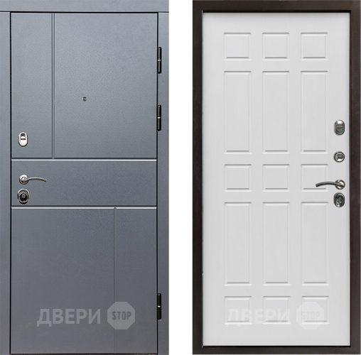 Входная металлическая Дверь Престиж Горизонт Грэй Спарта Белое дерево в Красногорск