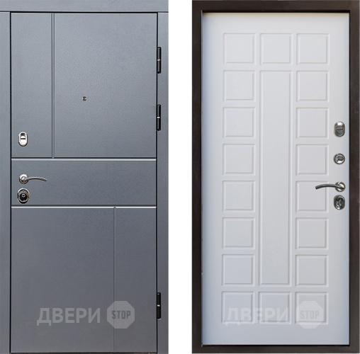 Входная металлическая Дверь Престиж Горизонт Грэй Престиж Белое дерево в Красногорск