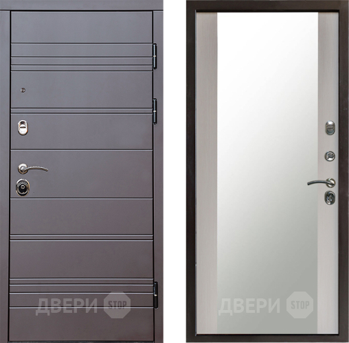 Входная металлическая Дверь Престиж Линия Браун Зеркало Лиственница белая в Красногорск