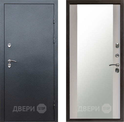 Входная металлическая Дверь Престиж TERMO с терморазрывом Снегирь Серебро Зеркало Лиственница белая в Красногорск