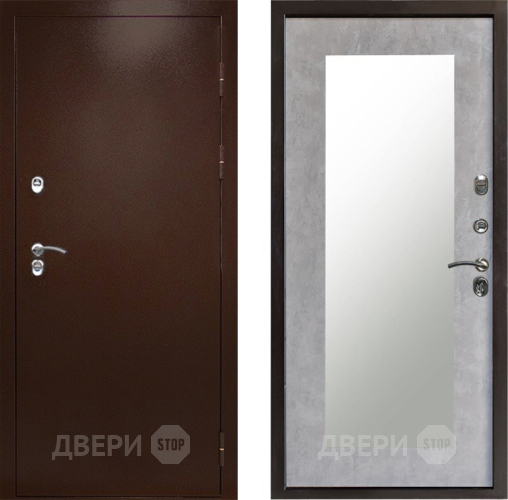 Входная металлическая Дверь Престиж TERMO с терморазрывом Снегирь Медь Зеркало пастораль Бетон светлый в Красногорск