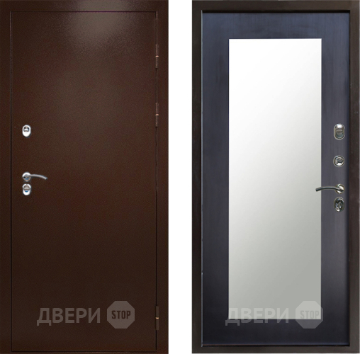 Входная металлическая Дверь Престиж TERMO с терморазрывом Снегирь Медь Зеркало пастораль Венге в Красногорск